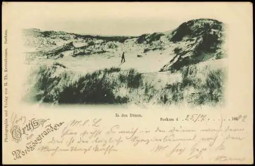 Ansichtskarte Borkum In den Dünen Wanderer Nordsee 1902