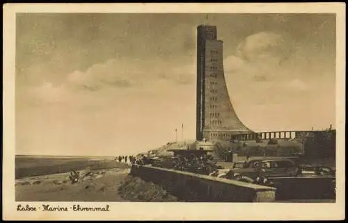 Ansichtskarte Laboe Marinedenkmal Parkplatz Autos 1932