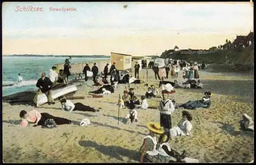 Ansichtskarte Schilksee-Kiel Strandpartie. Strandleben 1908