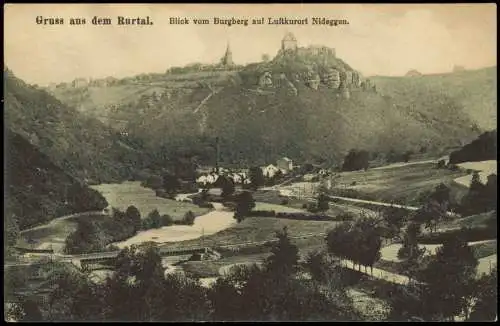 Ansichtskarte Nideggen (Eifel) Gruss aus dem Rurtal. Blick vom Burgberg 1914