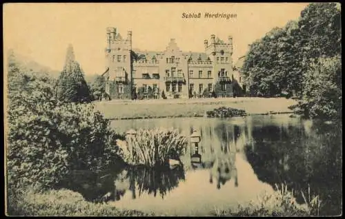 Ansichtskarte Herdringen-Arnsberg Schloß und Teich 1918