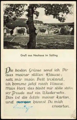 Neuhaus Solling-Holzminden Gruß aus Neuhaus Solling (Ortsansicht & Spruch) 1953