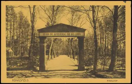 Ansichtskarte Königsfeld im Schwarzwald Friedhof Eingang Gebäude 1928