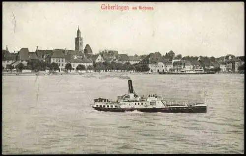 Ansichtskarte Überlingen am Bodensee Dampfer König Karl 1913