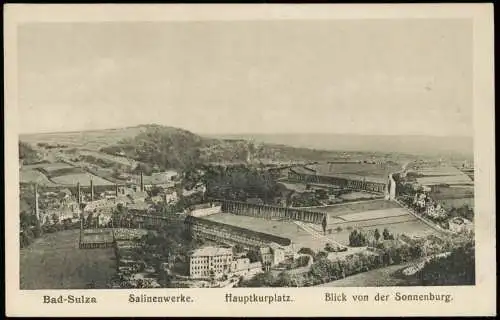 Ansichtskarte Bad Sulza Totale Salinenwerke. Hauptkurplatz. 1914