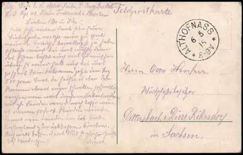 Postcard Breslau Wrocław Partie vor dem Dom 1915  gel. Stempel Althofnass