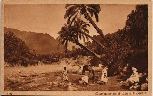 Postcard El Kantara القنطرة Campement dans l oasis 1920