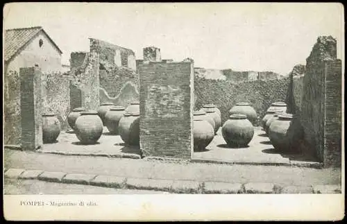 Cartoline Pompei Antike Ruine, Magazzino di olio 1910