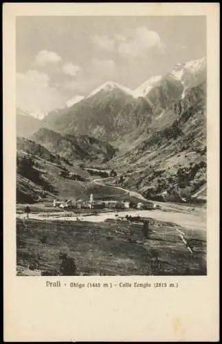 Prali Ortsansicht mit Berg-Panorama Ghigo (1445 m) Colle Congia (2813 m.) 1920