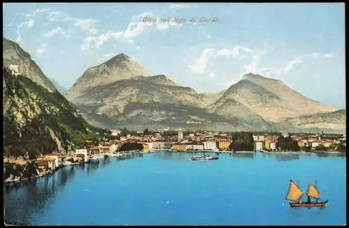 Riva del Garda Panorama-Ansicht, Gesamtansicht v. Gardasee aus 1910