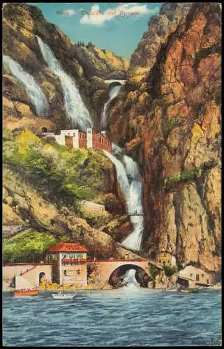 Riva del Garda Umland-Ansicht Riva Cascata del Ponale (Wasserfall) 1910