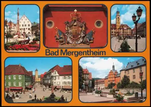 Ansichtskarte Bad Mergentheim Markt, Kirche, Schloss und Museum, Wappen 1992