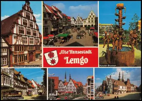 Lemgo Mehrbild-AK mit Hexenbürgermeisterhaus Marktplatz Ostertor uvm. 1981