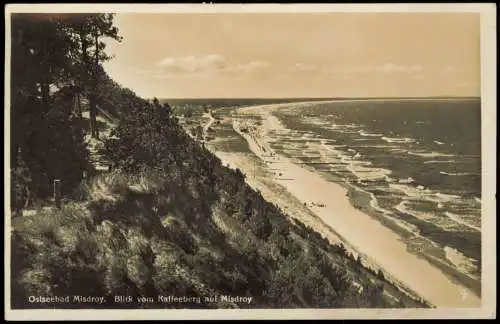 Postcard Misdroy Międzyzdroje Blick vom Kaffeeberg auf den Strand 1938