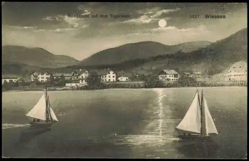 Ansichtskarte Bad Wiessee Mondnacht auf dem Tegernsee 1916