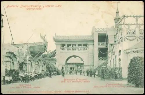 Ansichtskarte Dresden Deutsche Bauausstellung Vergnügungseck 1900