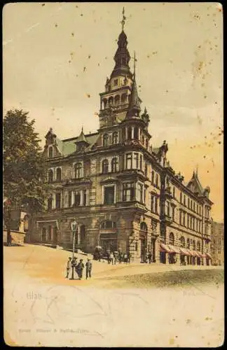 Postcard Glatz Kłodzko Straßenpartie am Rathaus 1906