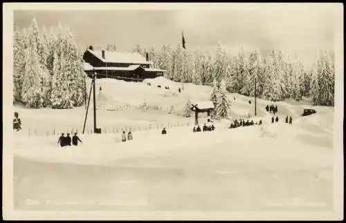 Postcard Oslo Kristiania Frognerseterans, Sport Restaurant Winter 1930