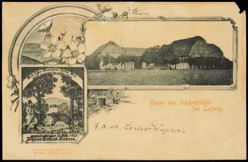 Ansichtskarte Schönerstädt-Hartha Gasthaus zur wilden Sau 2B 1904  b. Leisnig