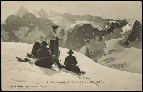 Ansichtskarte Arolla Sommet du Pigne Bergsteiger auf dem Gipfel 1911