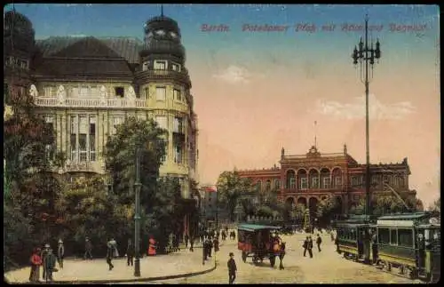 Ansichtskarte Tiergarten-Berlin Potsdamer Platz mit Blick auf Bahnhof 1917