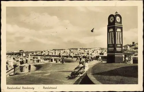 Ansichtskarte Norderney Nordstrand große Uhr LUX Werbung 1954