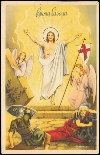 Ansichtskarte  Ostern Eastern Buona Pasqua Jesus Engel 1969  gel. Indien Airmail