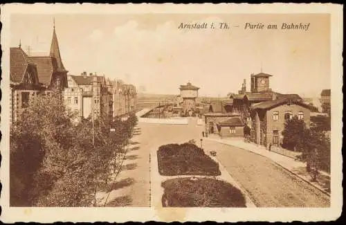 Ansichtskarte Arnstadt Bahnhof Straße Wasserturm 1926