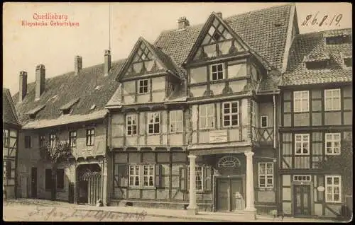 Ansichtskarte Quedlinburg Klopstocks Geburtshaus 1949/1919