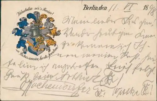 Studentika Vandalia Berlin Heraldik  Burschenschaft 1898  Stempel Kolberg