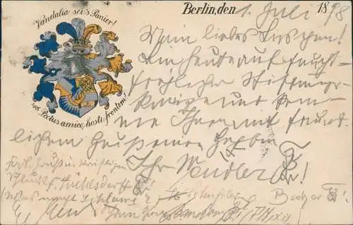 Studentika Vandalia Berlin Heraldik  Burschenschaft 1898  Berlin Colberg