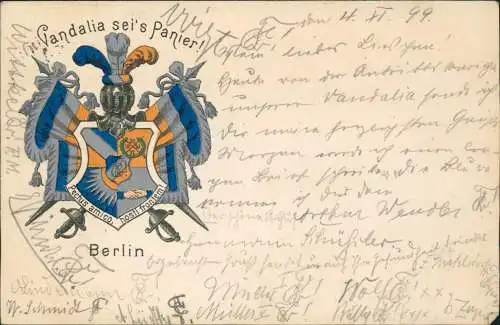 Vandalia sei's Panier Heraldik Berlin Burschenschaft Studentika 1899