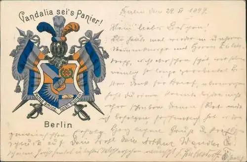 Vandalia sei's Panier Heraldik Berlin Burschenschaft Studentika 1898  3