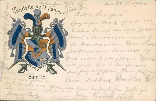 Ansichtskarte  Studentika Heraldik Burschenschaft Vandalia Berlin 1900