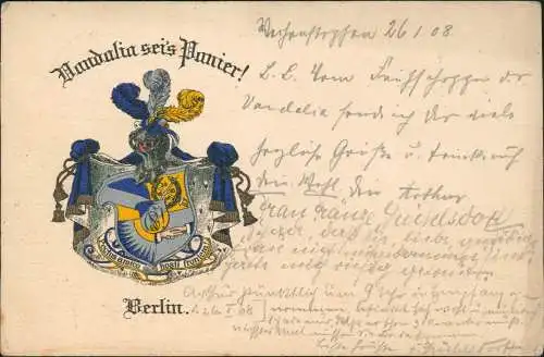 Vandalia seis Panier! Studentika Heraldik Burschenschaft Berlin 1908 Silberrand