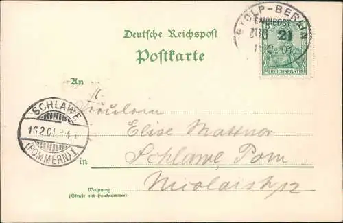 Studentika Vandalia  Panier! Burschenschaft Berlin 1901 Silberrand  Bahnpost