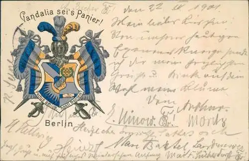 Ansichtskarte  Berlin Studentika Burschenschaft Vandalia Heraldik 1901  6