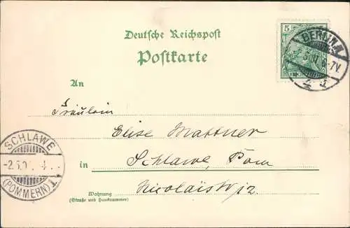 Ansichtskarte  Studentika Vandalia Berlin Burschenschaft 1901  gel. AS Schlawe