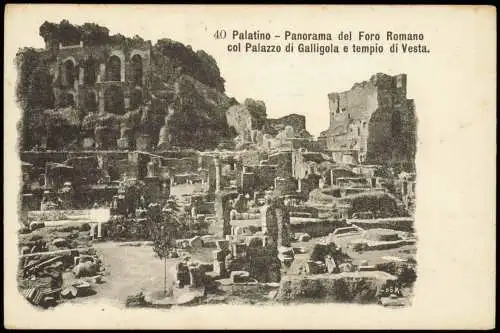 Rom Roma Palatino Panorama del Foro Romano col Palazzo di Galligola  Vesta 1900