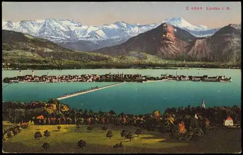 Ansichtskarte Lindau (Bodensee) Totale Alpen 1914