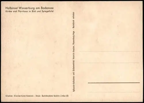 Wasserburg am Bodensee Kirche und Pfarrhaus in Bild und Spiegelbild 1961