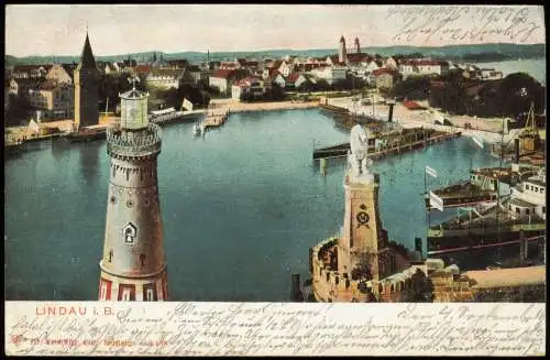 Ansichtskarte Lindau (Bodensee) Hafen - Leuchtturm 1903