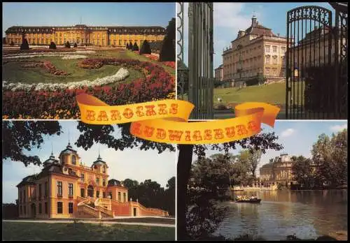 Ludwigsburg Mehrbild-AK Württ. Residenzschloß und Blühendes Barock 1991