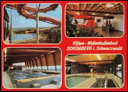 Schömberg (Schwarzwald) Mehrbildkarte 4 Ansichten v. Freibad Wellenbad 1985