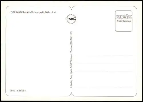 Ansichtskarte Schömberg (Schwarzwald) Mehrbildkarte mit 4 Ortsansichten 1990