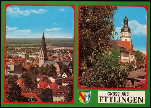 Ansichtskarte Ettlingen GRUSS AUS ETTLINGEN (2-Bild-Ortsansichten) 1980