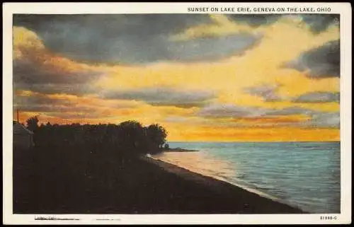 USA United States of America SUNSET ON LAKE ERIE, GENEVA-ON-THE-LAKE, OHIO 1929