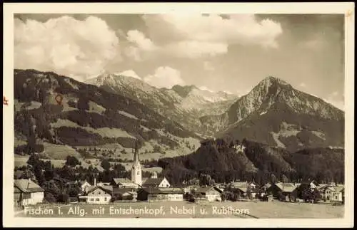 Ansichtskarte Fischen im Allgäu Totale 1951  gel. Bahnpoststempel