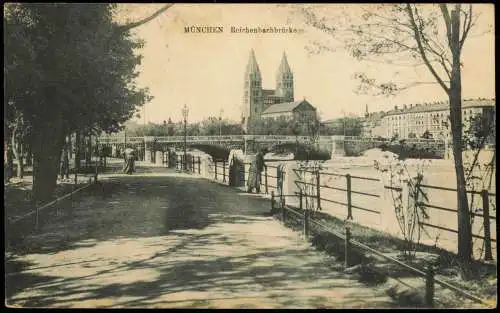 Ansichtskarte München Partie an der Reichenbachbrücke 1920