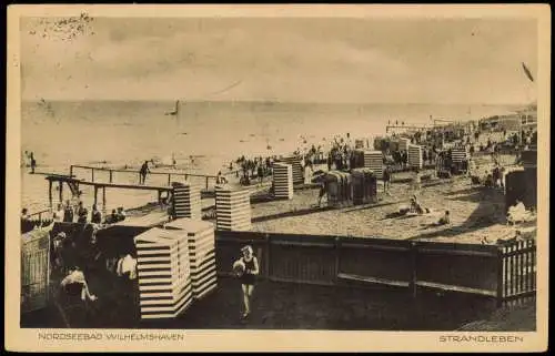 Ansichtskarte Wilhelmshaven Strand Nordsee STRANDLEBEN 1930